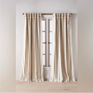 Anthropologie Cream and Black Striped Drapes